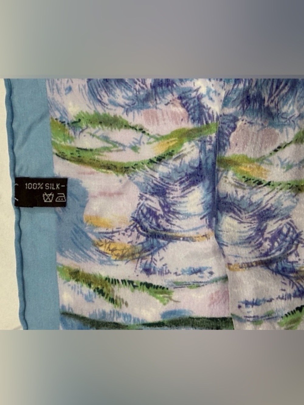 Claude Monet Water Lilies Silk Scarf Blue Museum Art Wrap 62” - Picture 6 of 9